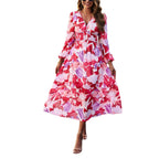 Damen Midi-Kleid mit floralem Druck und elastischem Tailleneinsatz R&B
