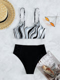 Damen Hochgeschnittener Bikini mit wellenförmigem Oberteil