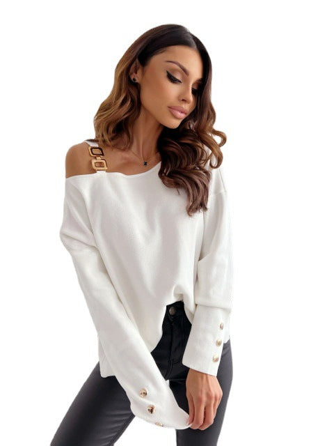 Damen lässiger Pullover mit schulterfreier Detailgestaltung R&B