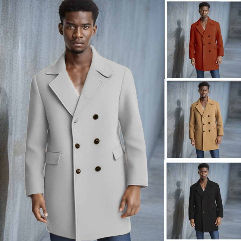 Herren eleganter Doppelreiher-Mantel mit modernem Schnitt und praktischen Taschen R&B
