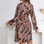 Damen Wickelkleid mit elegantem Paisleymuster und voluminösen Ärmeln R&B