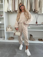 Damen Sportlicher Loungewear-Anzug mit elastischen Bündchen und weitem Schnitt R&B