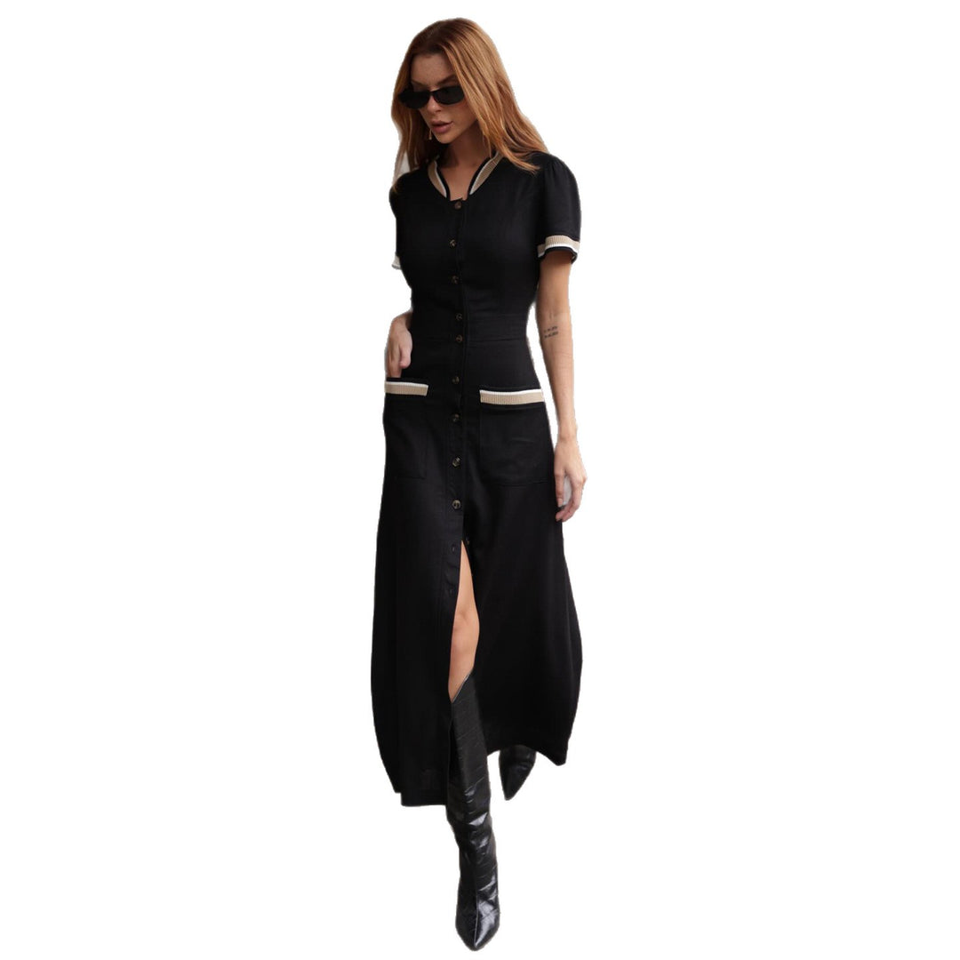 Damen Maxikleid mit eleganter Knopfleiste und seitlichem Schlitz R&B
