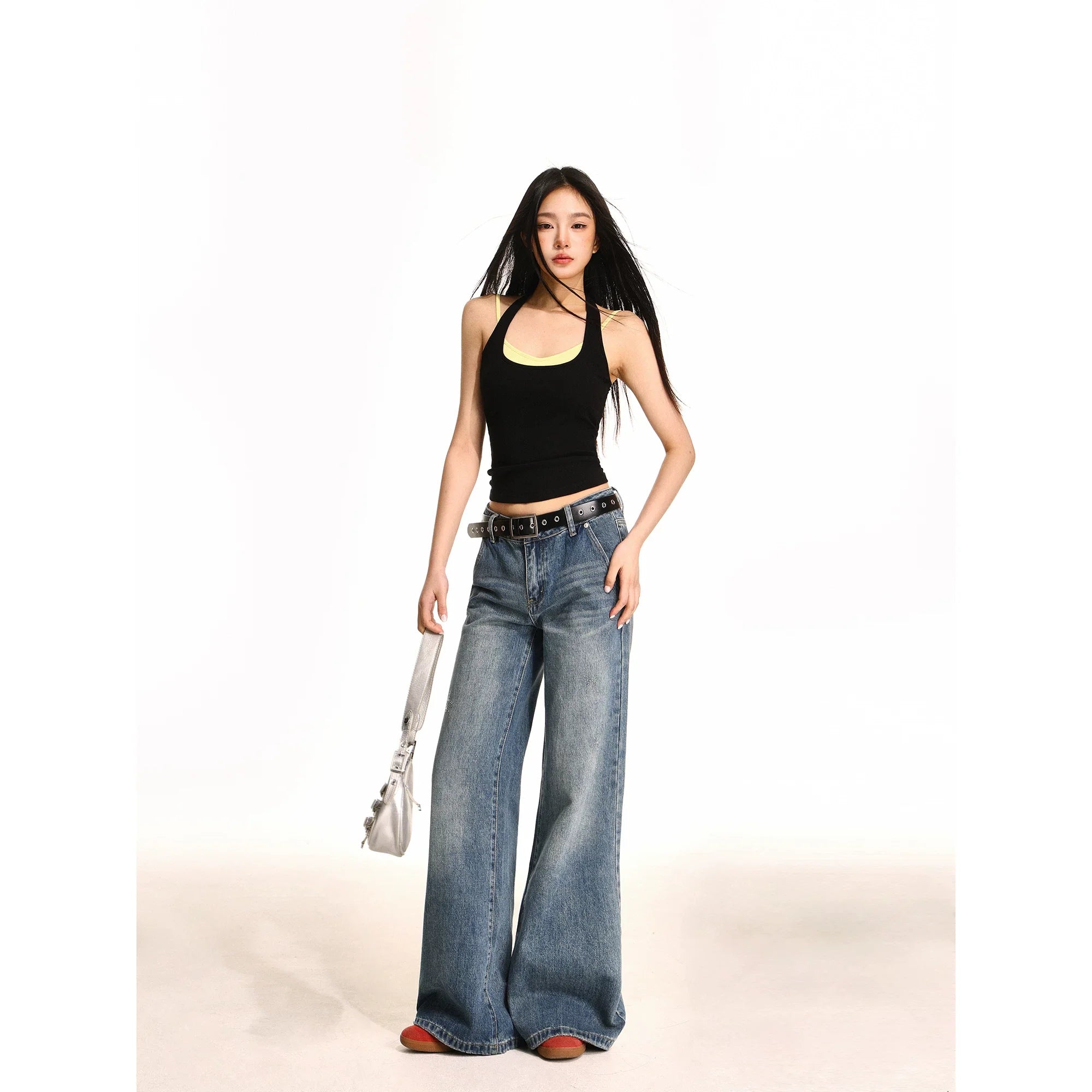 Damen nan doppellagiges formgR&Bendes Neckholder-Oberteil mit integriertem Unterbustier und feiner Rippstruktur R&B