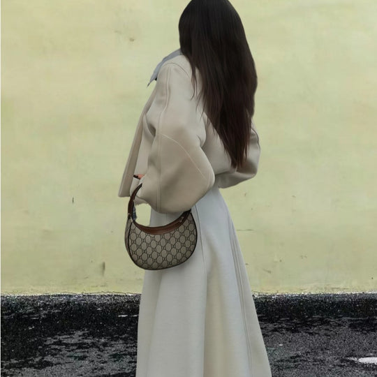 Damen Wickeljacke mit weiten Ärmeln und dekorativem Knopf R&B