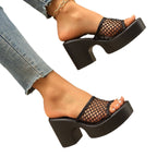 Damen Plateau-Sandaletten mit offener Spitze und trendigem Netzdesign R&B