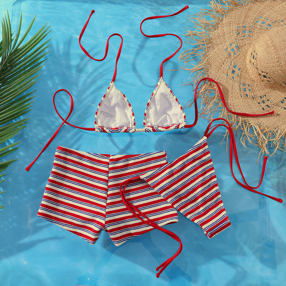 Damen Strand-Bikini-Set mit charmantem Streifenmuster R&B