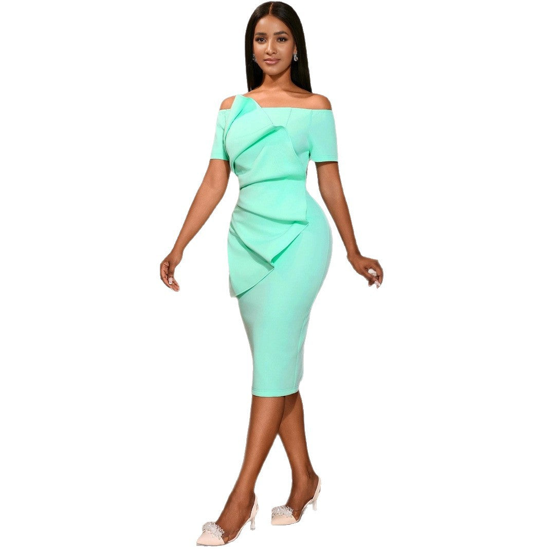 Damen Elegantes Wickelkleid mit asymmetrischem Design und Drapierungen R&B