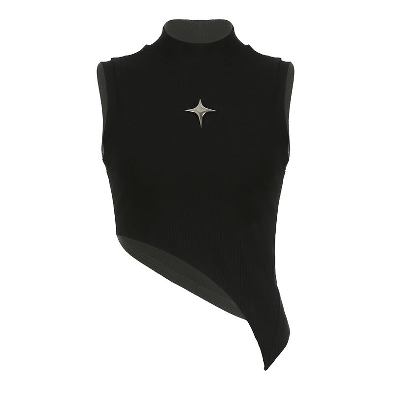 Damen R&Brnes asymmetrisches Oberteil mit elegantem Stehkragen und metallischen Akzenten R&B