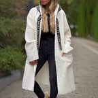Damen Modischer Oversized-Fleece-Mantel mit praktischen Taschen und Kapuze R&B