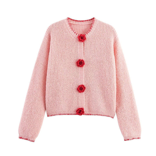 Damen Strickjacke mit Blumenapplikationen R&B