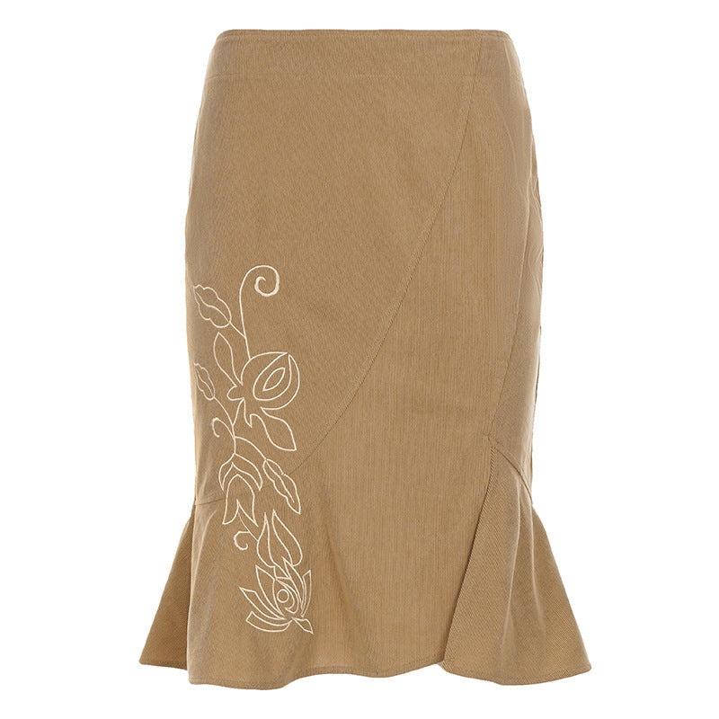Damen eleganter und verspielter Wickelrock mit floralem Design und weitem Saum R&B