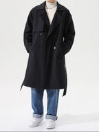 Herren Trenchcoat Khaki Herbstmantel Casual Slim Fit Koreanischer Style
