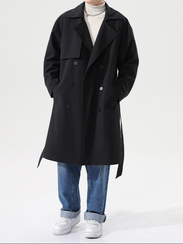 Herren Trenchcoat Khaki Herbstmantel Casual Slim Fit Koreanischer Style