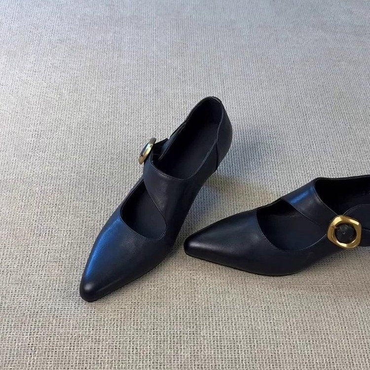 Damen elegante Mary Jane Schuhe mit modischem Schnallenverschluss R&B