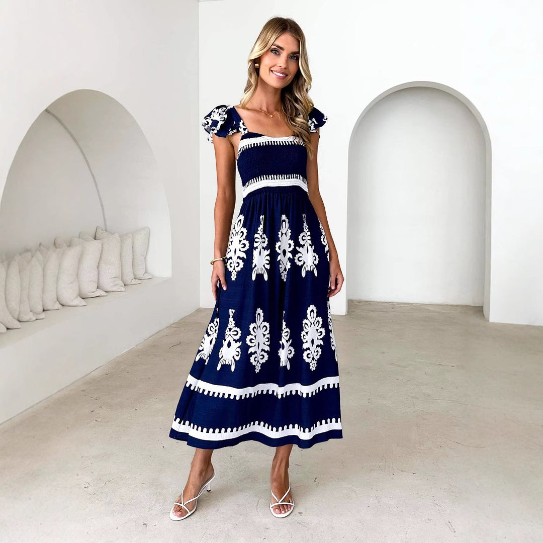 Damen Maxikleid mit verspieltem Rüschendesign und floralem Print R&B