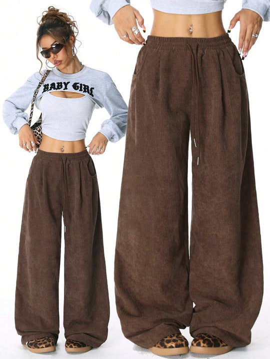 Damen Weite Cord-Hose mit elastischem Bund R&B