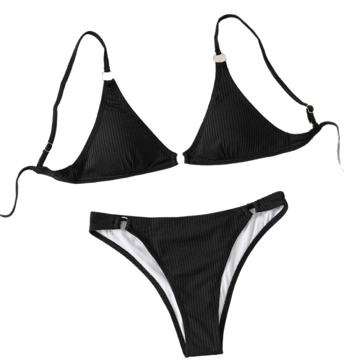 Damen Triangel-Bikini mit feinem Ripp-Design und verstellbaren Trägern R&B