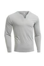 Herren nan Langarmshirt mit V-Ausschnitt Slim Fit Baumwollmix und elastischem Komfortbund R&B