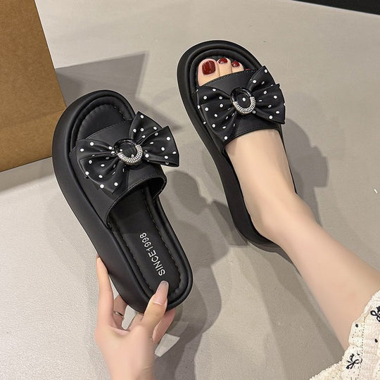Damen elegante Plateau-Sandalen mit Schleifenverzierung R&B