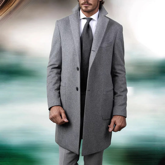 Herren eleganter Baumwolltrenchcoat mit edlen Taschen und modernem Schnitt R&B