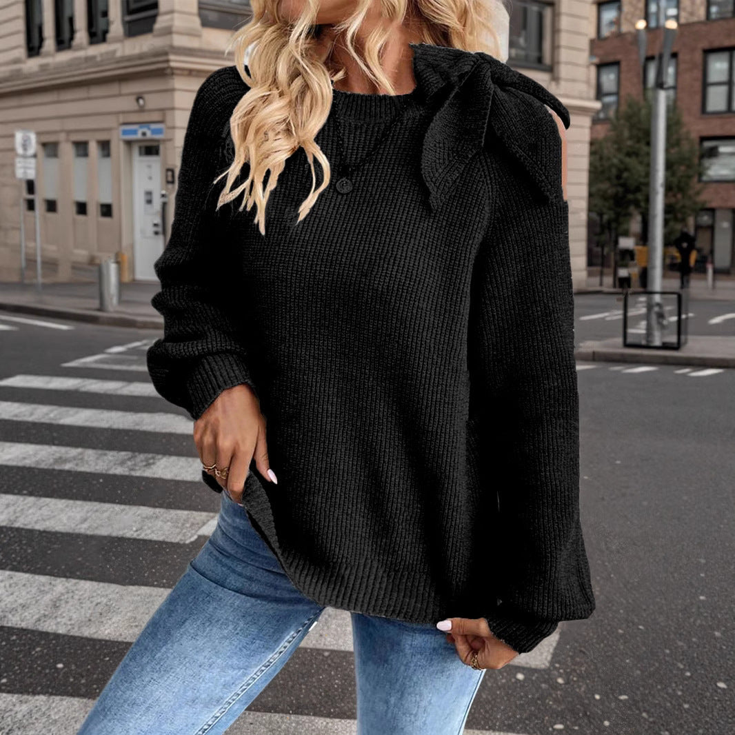 Damen lässiger Pullover mit besonderem Schulterdesign R&B