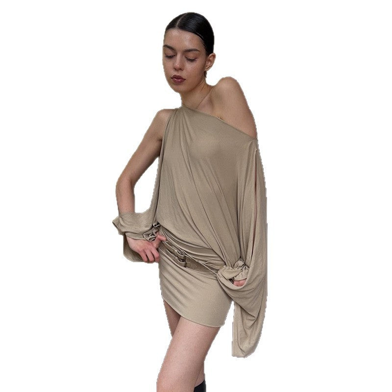 Damen Oversize Tunika mit aufregendem Wickeldesign und großzügigen Ärmeln R&B