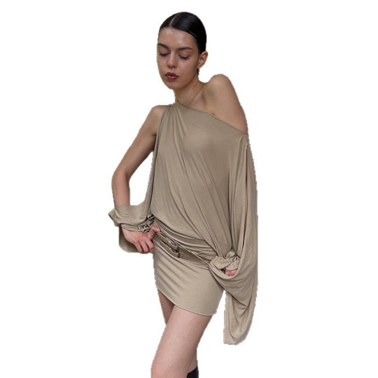 Damen Oversize Tunika mit aufregendem Wickeldesign und großzügigen Ärmeln R&B