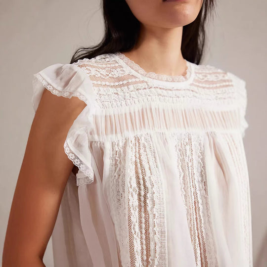 Damen Luftiges Spitzenoberteil mit Rüschendetails R&B