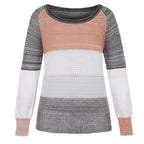 Damen gestreifter leichter Strickpullover