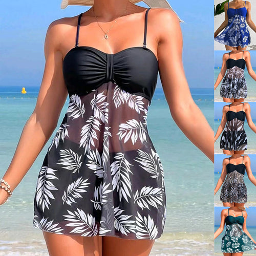 Damen Tankini-Set mit floralem Oberteil und sportlicher Shorts R&B