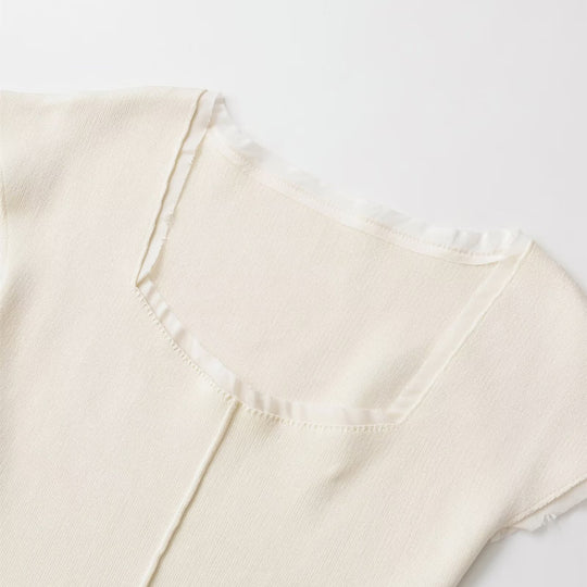 Damen figurbetontes kurzärmliges Shirt mit Rippstruktur R&B