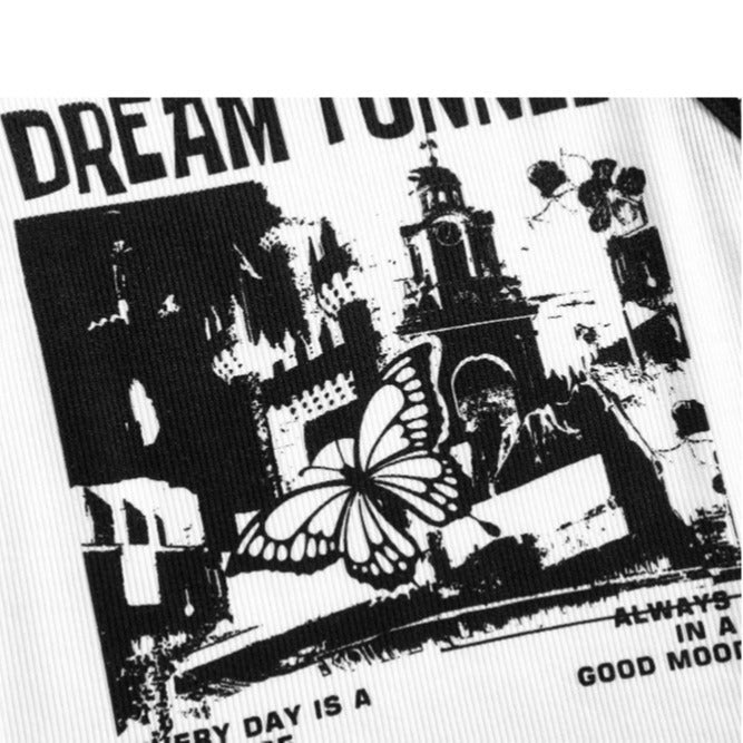 Damen Crop-Top mit kreativem Grafikdruck und sportlichem Design R&B