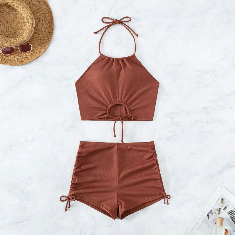 Damen Sportlicher Bikiniset mit raffiniertem Wickeldesign und verstellbaren Trägern R&B