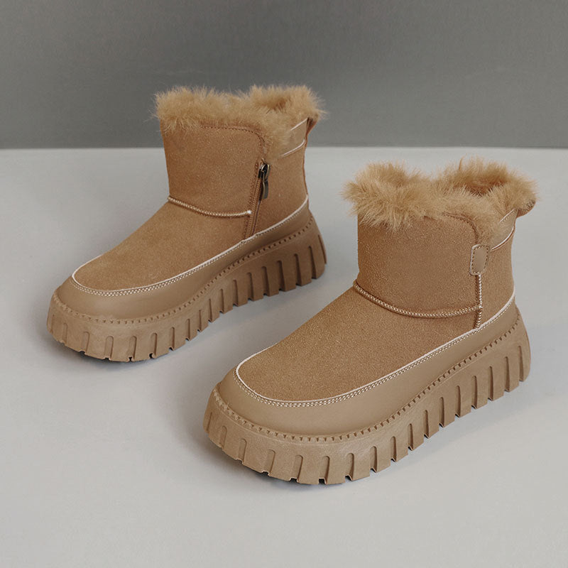 Damen Winter boots mit warmem Kunstfell und rutschfester Sohle R&B
