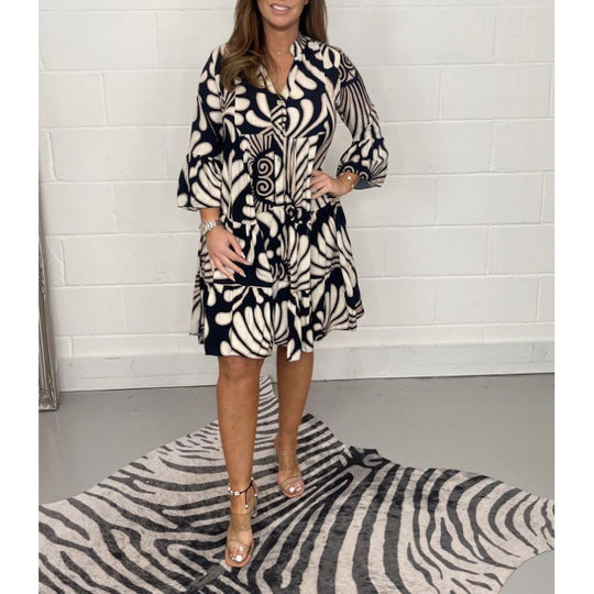 Damen Hemdblusenkleid mit floralem Design und Volant R&B