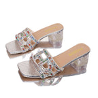 Damen Glitzernde Absatzsandalen mit funkelnden Strassapplikationen R&B