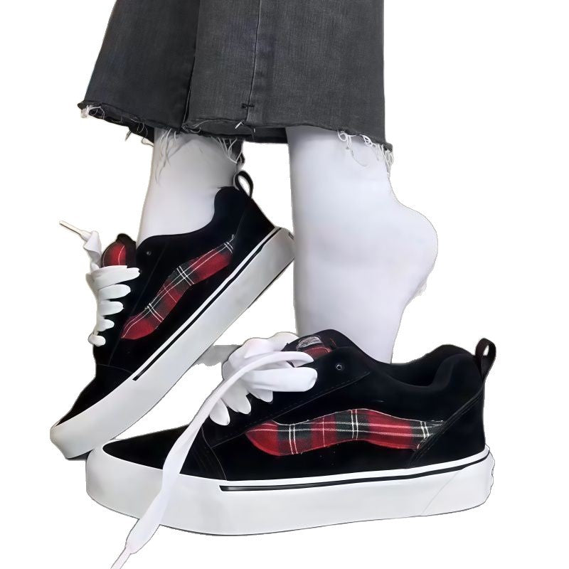 Damen Modische Sneakers mit kariertem Design und bequemem Fußbett