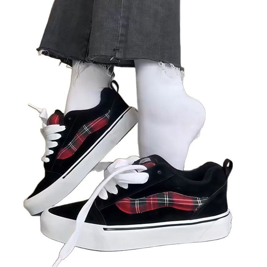 Damen Modische Sneakers mit kariertem Design und bequemem Fußbett R&B