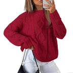 Damen Grobstrickpullover mit auffälligem Zopfmuster R&B