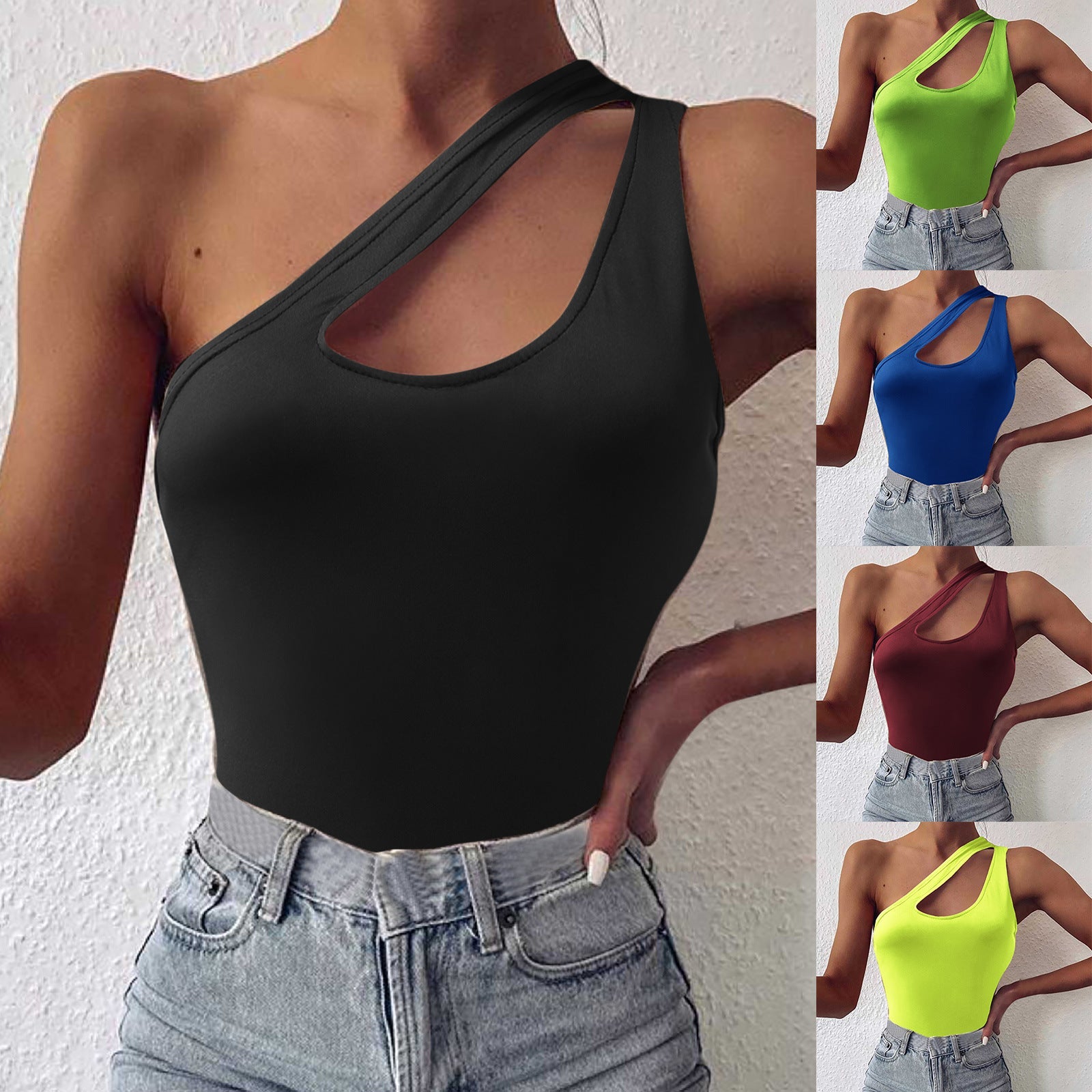 Damen asymmetrisches Bodysuit mit modischem Cut-Out R&B