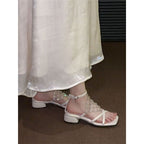 Damen elegante Riemchen-Sandalen mit funkelnden Kristallverzierungen R&B