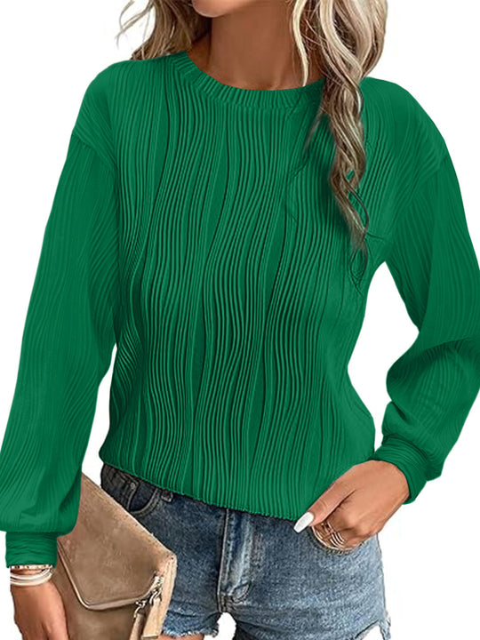 Damen plissierter Langarm-Pullover R&B
