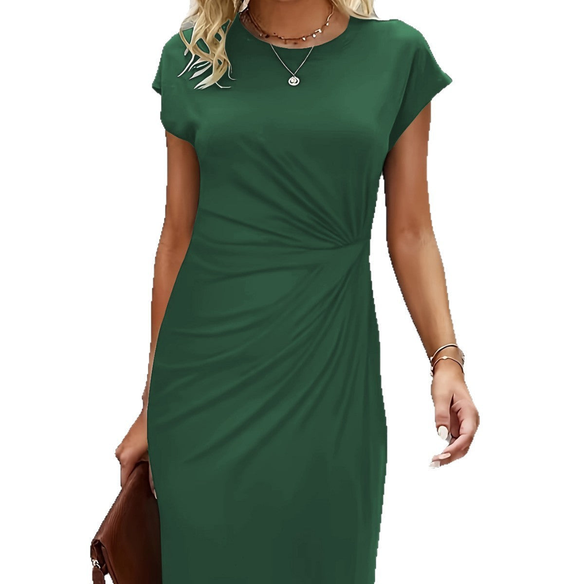 Damen figurbetontes Wickelkleid mit trendigen Drapierungen und klassischem Schnitt R&B