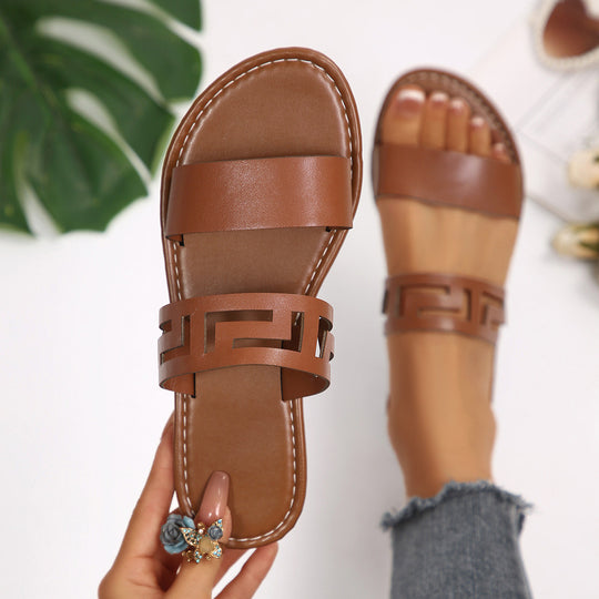Damen Bunte Leder-Sandalen R&B
