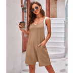 Damen sportlicher Jumpsuit mit praktischen Taschen und weitem Schnitt R&B