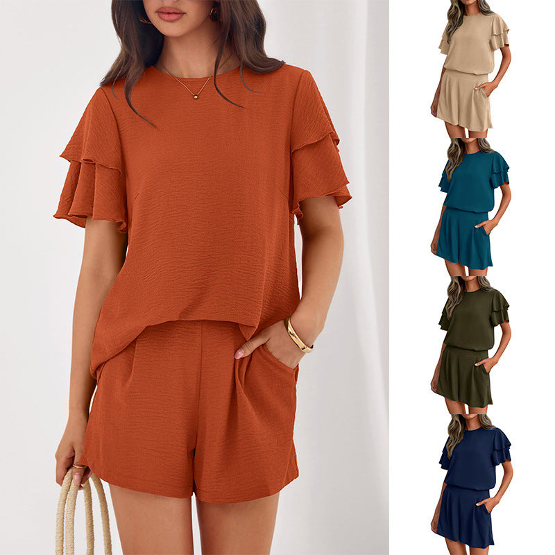 Damen Verspieltes Jumpsuit mit Rüschendetails und seitlichen Taschen R&B