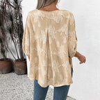 Damen luftige Sommerbluse mit eleganten Schnürdetails und weitem Schnitt R&B