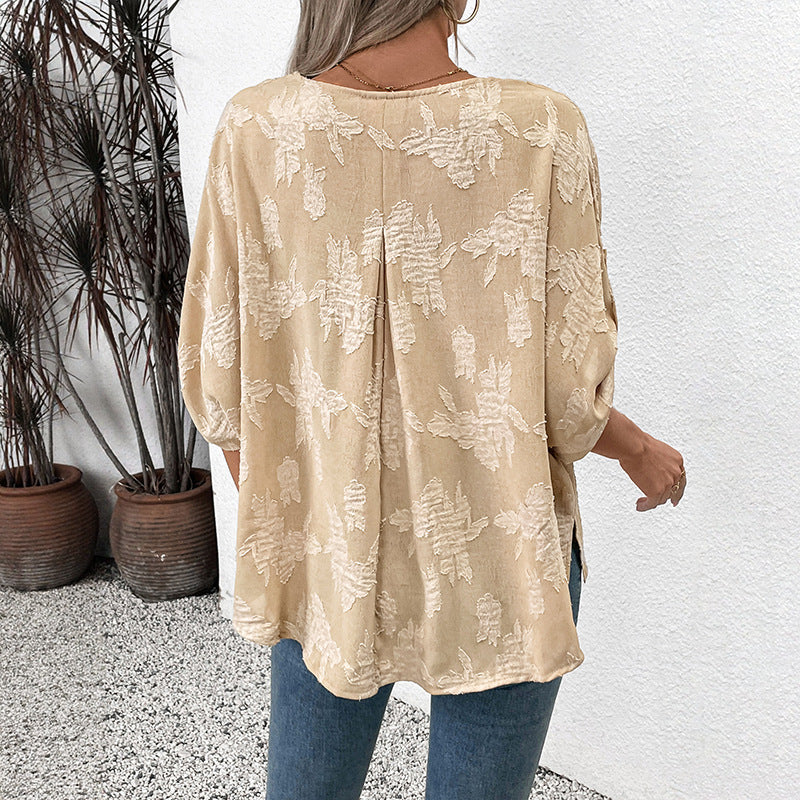 Damen luftige Sommerbluse mit eleganten Schnürdetails und weitem Schnitt R&B