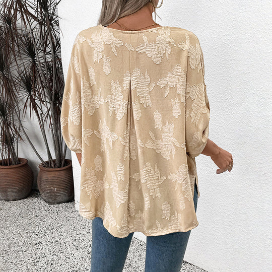 Damen luftige Sommerbluse mit eleganten Schnürdetails und weitem Schnitt R&B